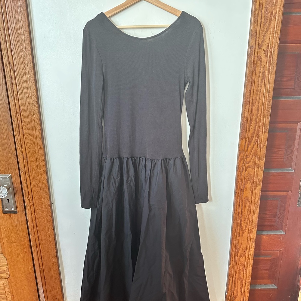 H&M Black Long Sleeve Drop Waist Dress